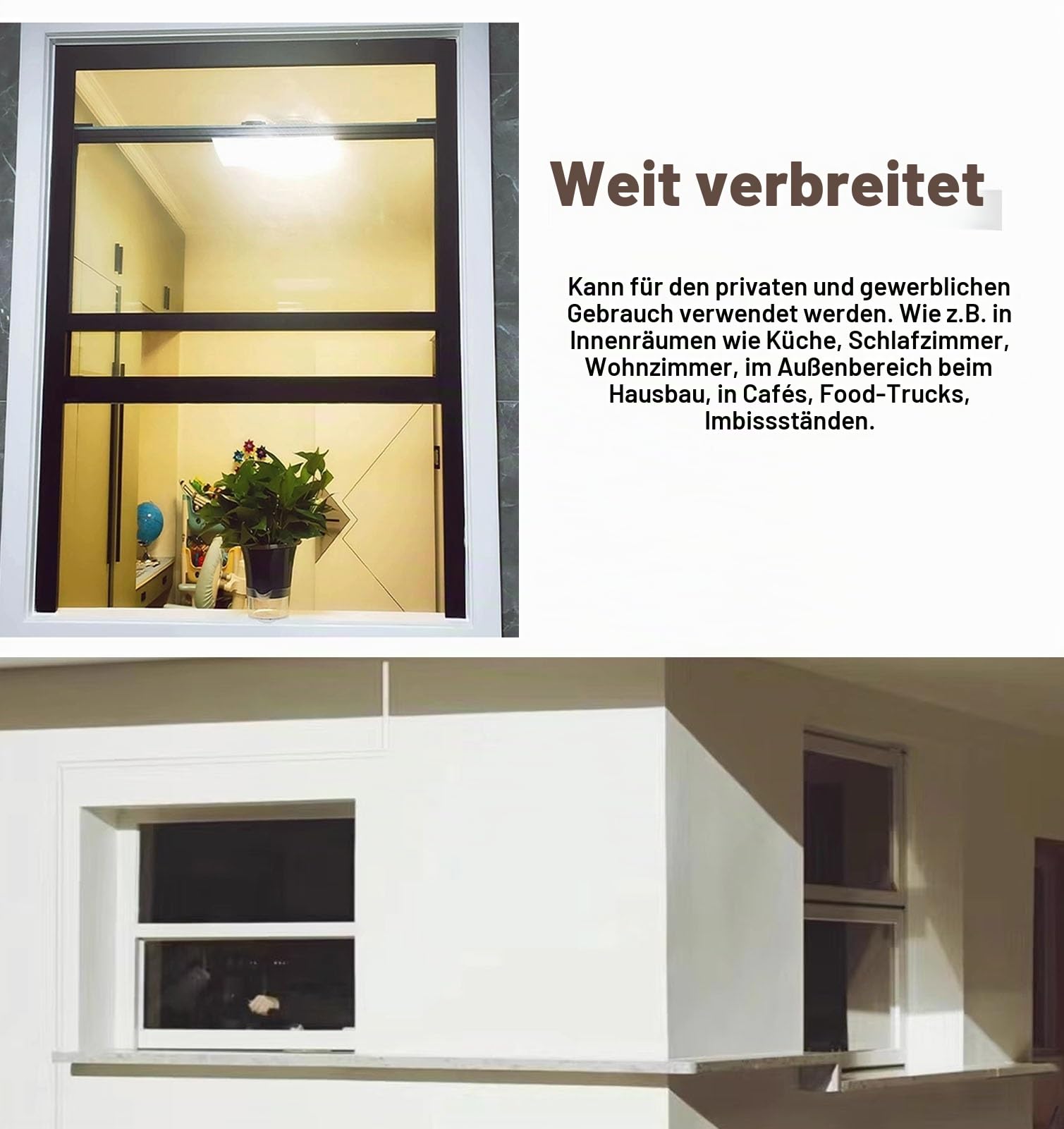 Vertikales Schiebefenster mit sicherem Schloss, Aluminiumrahmen aus gehärtetem Glas für erhöhte Sicherheit, ideal für gewerbliche Räume im Innen- und Außenbereich