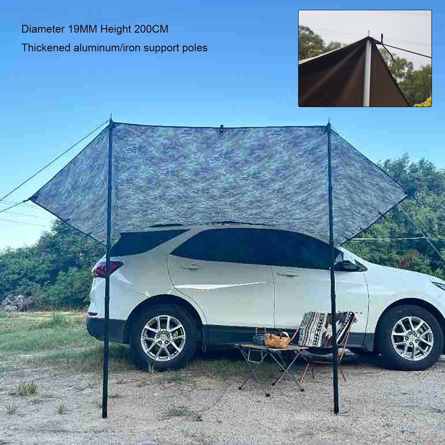 Plandeka do Markizy Samochodowej 3x3m,Maskująca Markiza SUV na Tylną Klapę do Campingów Tylne Schronienie Pod Markizą,Pojazdu Wodoodporna Namiotowa Osłona Słoneczna na Tylną Klapę da Kamperów