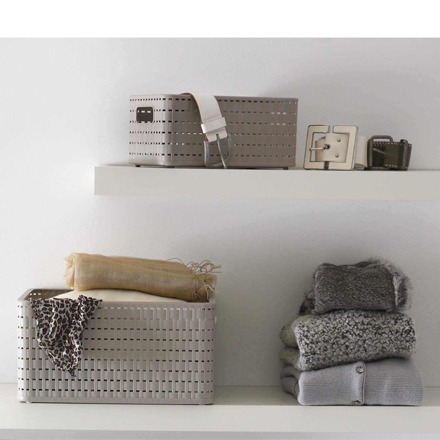 Rotho, Country, Storage box 18 l in rattan-look A4, Plastic (PP) BPA-free, anthracite, A4/18l (36,8 x 27,8 x 19,1 cm)