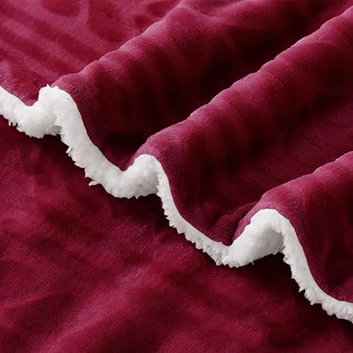 Miniatura 5 de Exclusivo Mezcla Manta de cama de forro polar Sherpa tamaño King, mantas cálidas de terciopelo reversible para cama, sofá y sofá, 90 x 104 pulgadas,