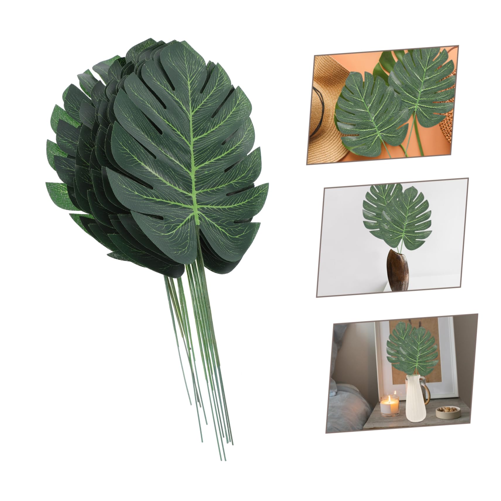 STOBAZA 60pezzi Foglie Artificiali Monstera Decorazioni Tropicali Per Feste Matrimonio e Eventi Steli Flessibili Per Composizioni e Vasi Effetto Naturale e Duraturo