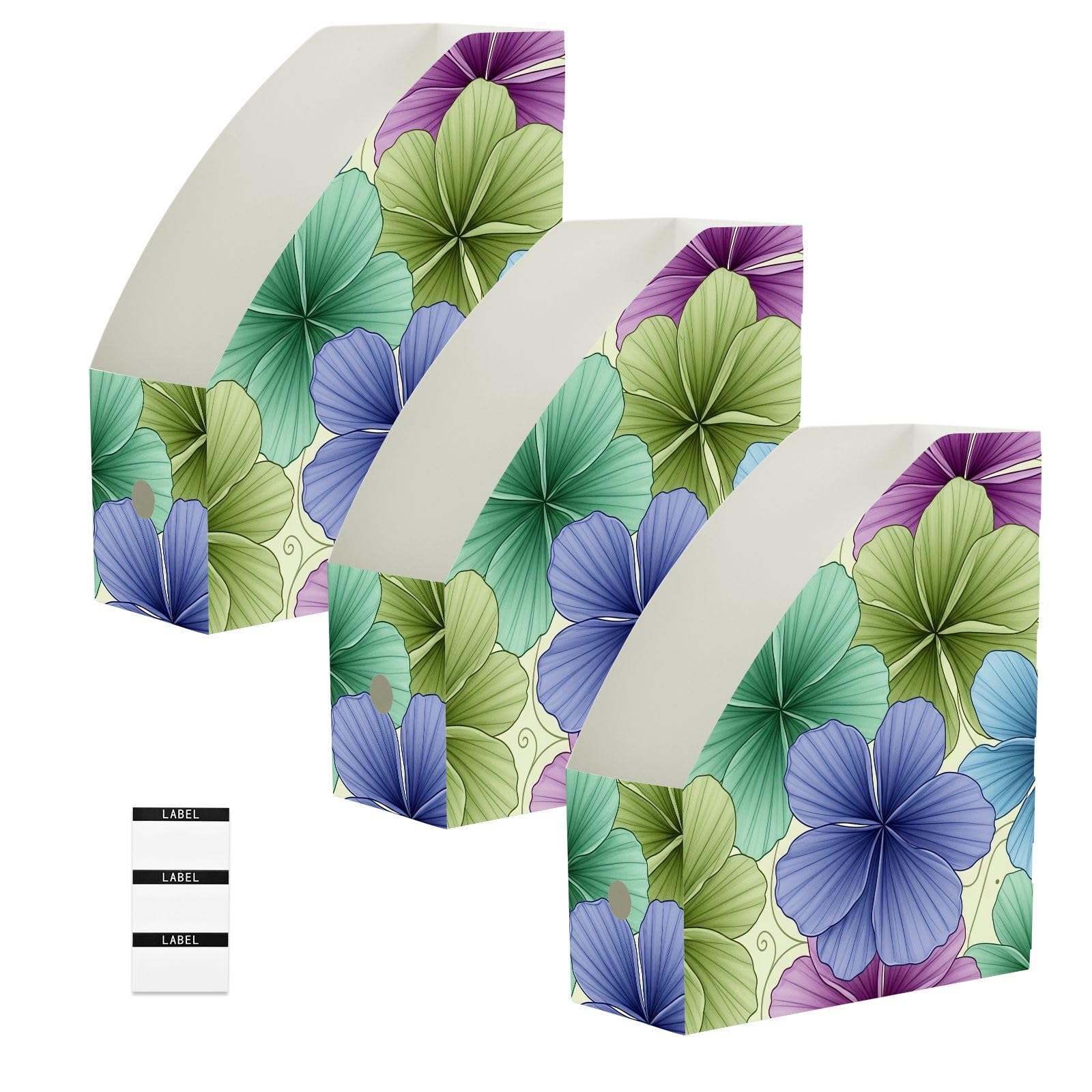 Aesthetic Flower Blue File Organizer with Vertical Archiving