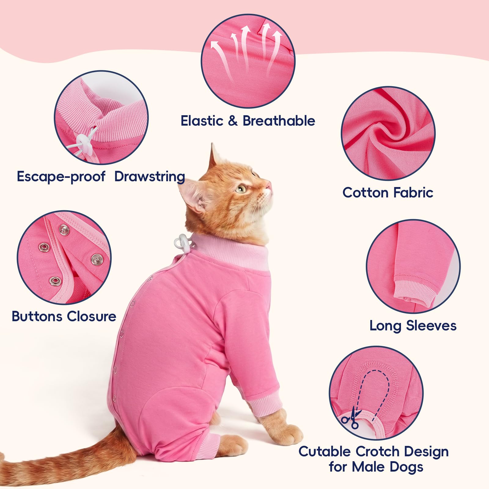 Body Gata Esterilizacion, Transpirable Ropa De Recuperación Postoperatoria Traje Anti Lamida Para Gatos Camiseta De Recuperación Body Operacion Tras La Esterilización O Castración(Rosa, M)