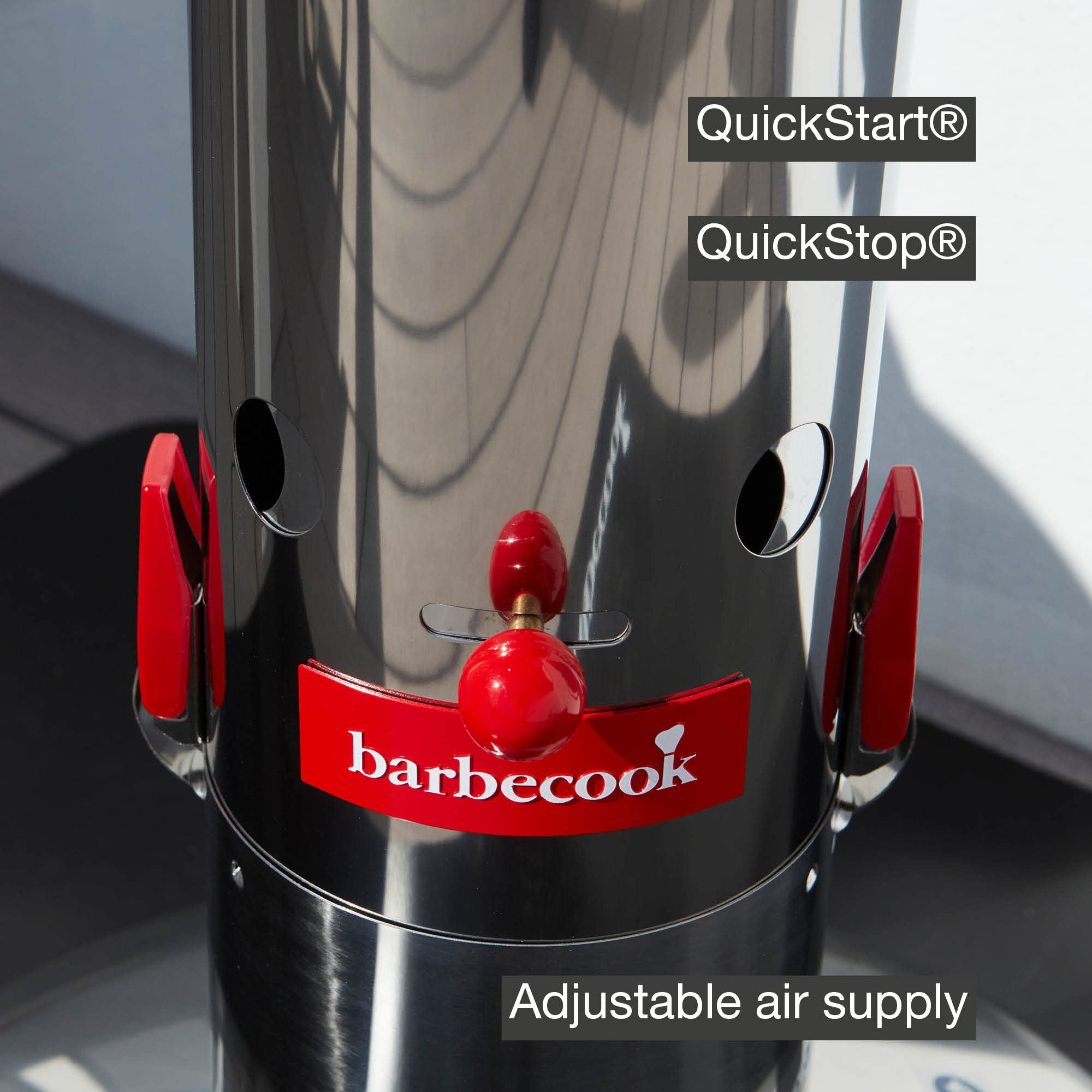 Barbecook Loewy 50 Barbecue a Carbone con Protezione Antivento, Barbecue Rotondo con QuickStart e QuickStop, Regolabile in 3 Posizioni, Acciaio Inossidabile, griglia di Ø 47,5 cm