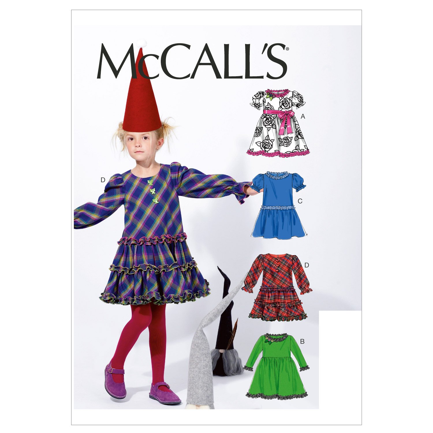 Patron de couture McCall's M6638 de robes pour enfant en papier blanc taille CL