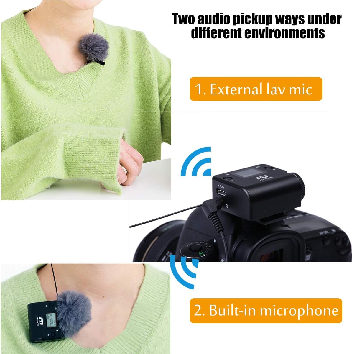 80% Off Discount FEIDU FM50 UHF 57 Channels Wireless Lavalier Microphone System, Mini Professional Lapel Microphone for iPhone DSLR Camera Interview Recording Teaching