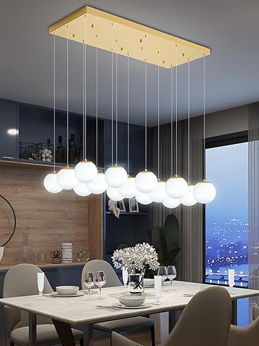 Miniatura 166 de Escalera LED de 10 luces LED moderna con globo de cristal, lámpara colgante grande para techos altos, accesorios de iluminación de entrada, villas y