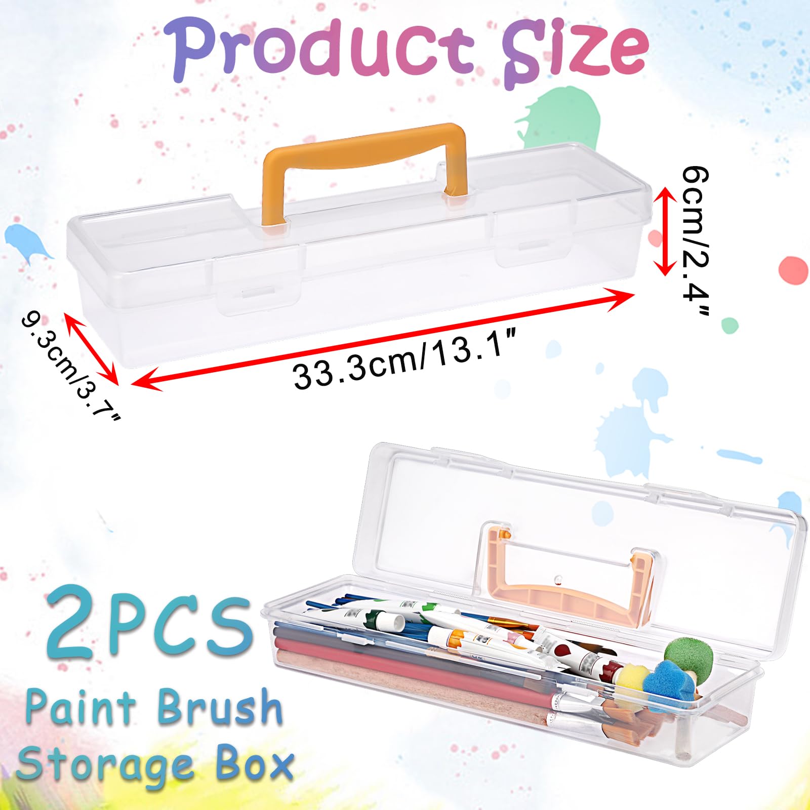 SUMTree Lot De 2 Boîtes à Pinceaux En Plastique Portable Avec Couvercle - Jaune