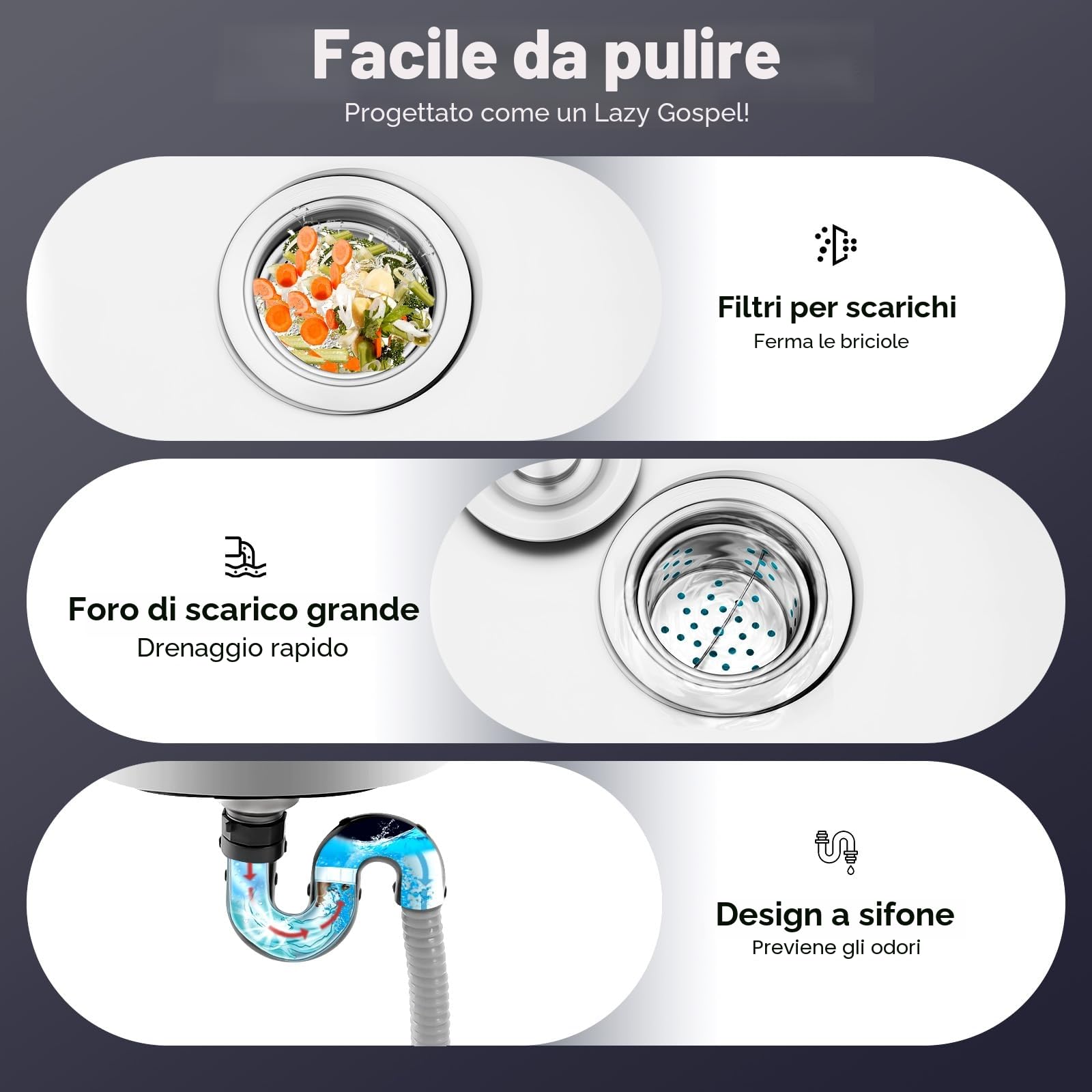 Lavandino da lavoro 75 × 40 × 75 cm, autoportante in acciaio inox con cella di stoccaggio, lavello da cucina singolo con rubinetto a 360° – per lavanderia, bar, garage o ristorante