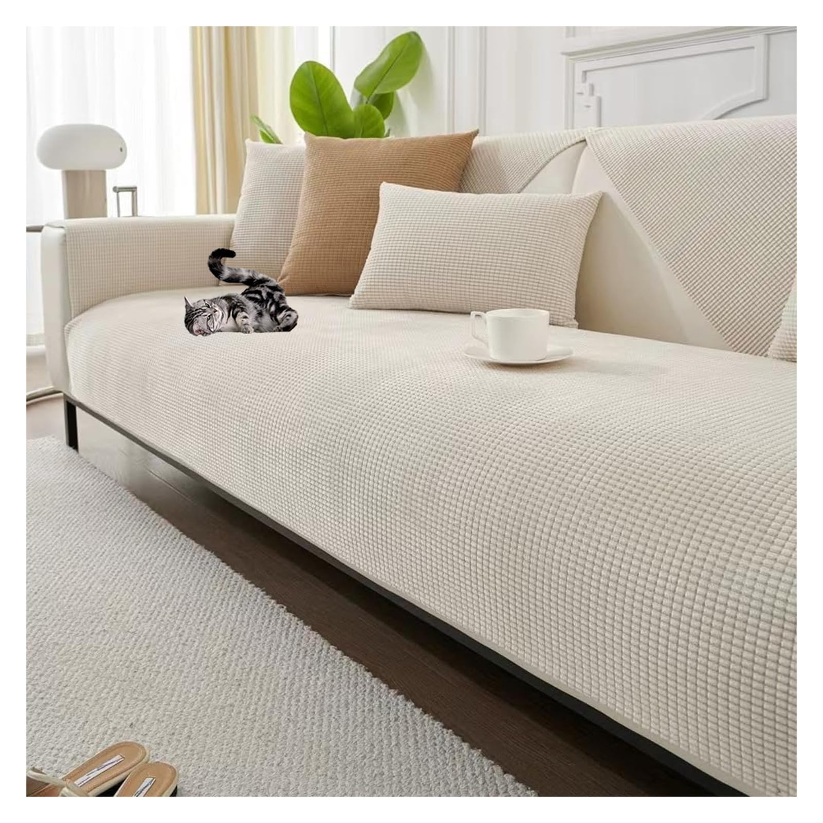 Herringbone Chenille Fabric Furniture Protector Sofa Cover 3/1/4/2 Seater, Non-Slip Sofa Slipcovers,Funny Fuzzy Sofa Cover,Washable Sofa Protector L Shape Sofa Slipcovers (TYP-5,70 * 210CM)