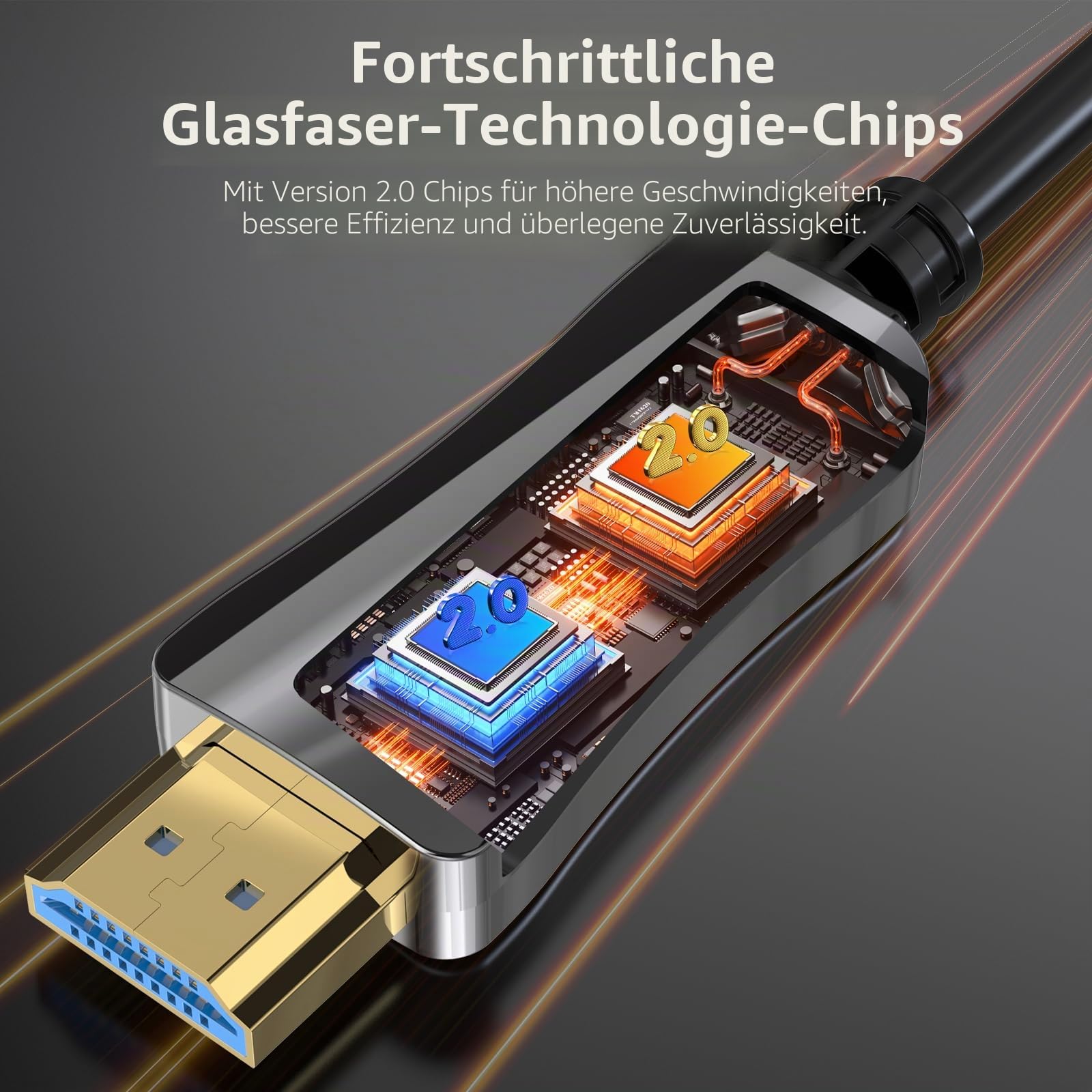 30m HDMI Glasfaser Kabel 4K@60Hz – Optisches High Speed HDMI Kabel, 18Gbps, YUV 4:4:4, HDR, verlustfrei, Zinklegierung-Stecker – Ideal für Beamer, Heimkino, Gaming & Konferenz