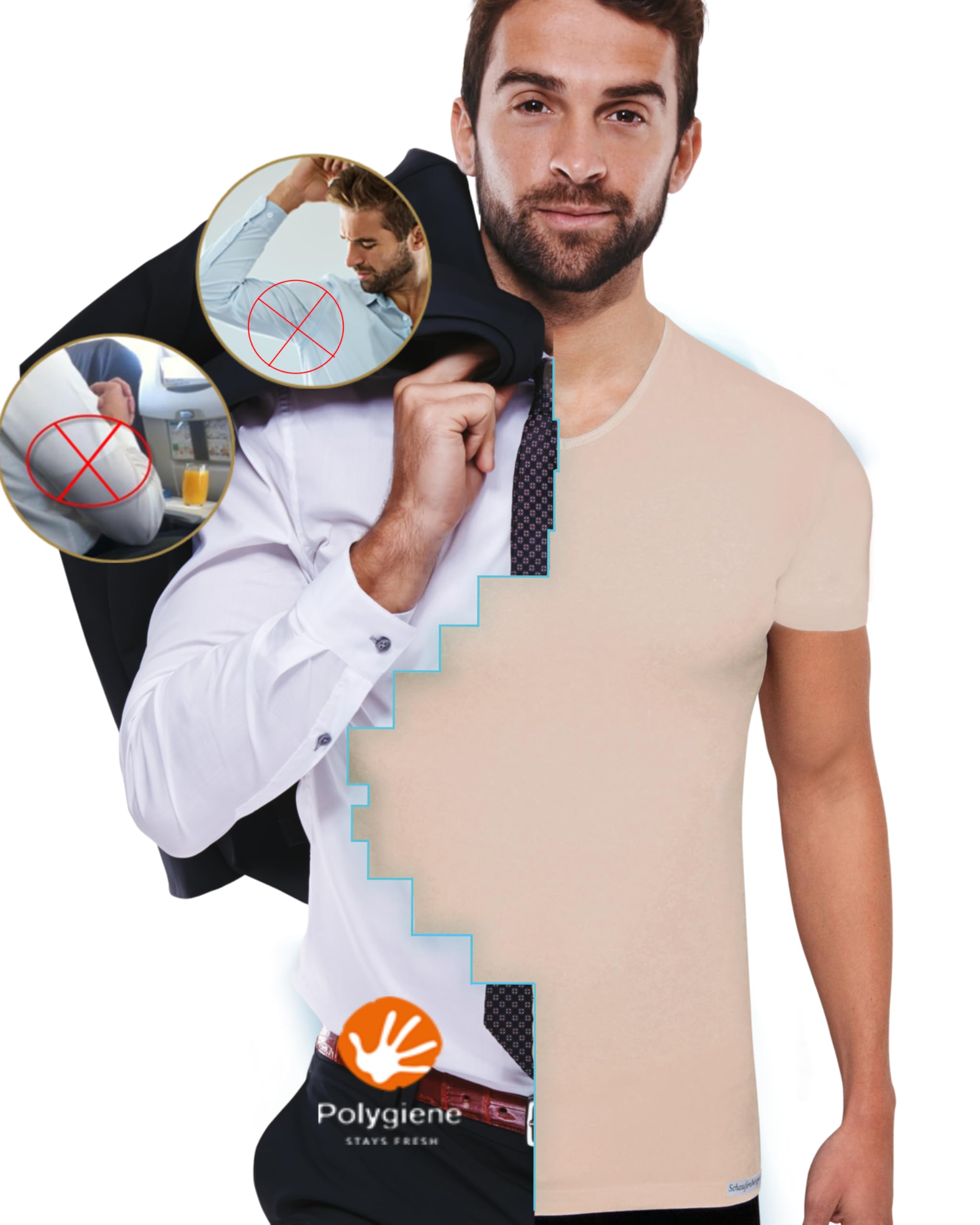 UNSICHTBAR & ANTIBAKTERIELL Geruchsneutrales 1/4 Arm Premium Unterhemd