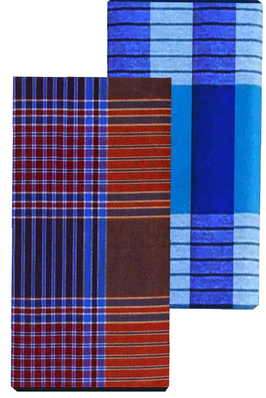 sss novelties SSS Multi Color Cotton Checks Lungi for Men's, Combo of 2, Size-2.25meters (Lungis)-picture-55