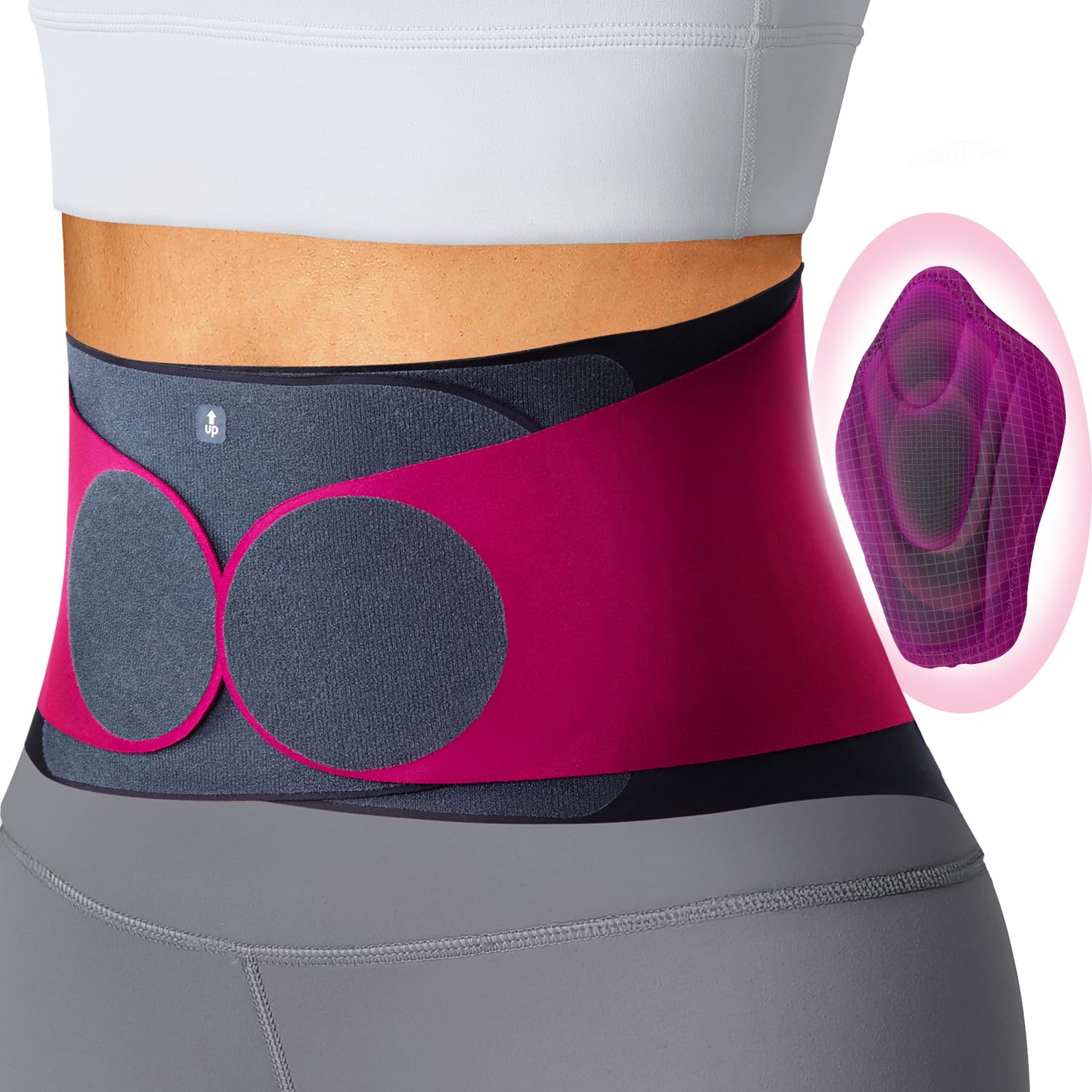 Fitomo Lendenwirbelstütze, 0,5 mm ultradünnes Monoblock-Yoga-Gewebe, nahtloses abnehmbares 3D-Lendenwirbelkissen für Lendenwirbelstütze für Damen und Herren