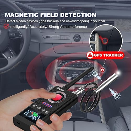 Miniatura 4 de GUMOZU Detector de dispositivos ocultos, detectores de cámara oculta Pro con escaneo automático AI, rastreador GPS magnéticodetectores de errores