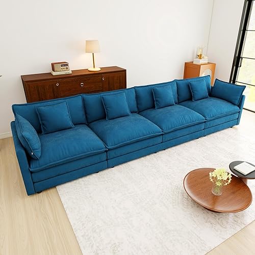 Miniatura 13 de Sofá gris de gran tamaño con una sola nube, sofás seccionales grandes de acento moderno para sala de estar, sofá modular de tela de chenilla, juego