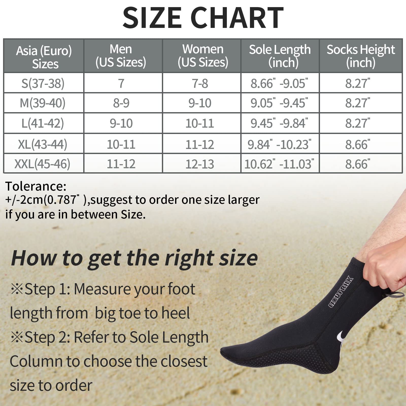 Calcetines de neopreno de 2 mm para buceo a prueba de arena, calcetines de voleibol de playa para deportes acuáticos al aire libre, calcetines de playa/SMLXL2XL