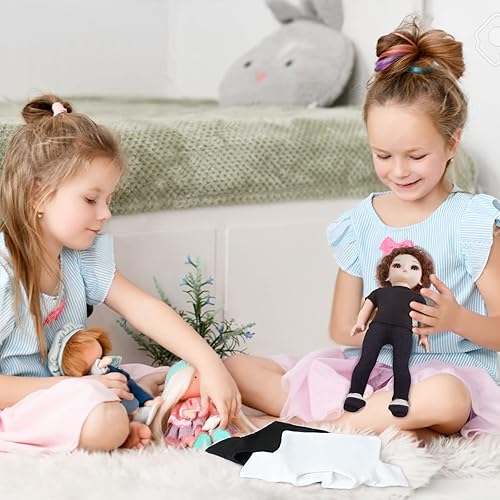 Miniatura 6 de 8 camisetas de muñeca de 18 pulgadas para niños, accesorios de sublimación, camisetas clásicas para muñecas de 18 pulgadas, color blanco y negro