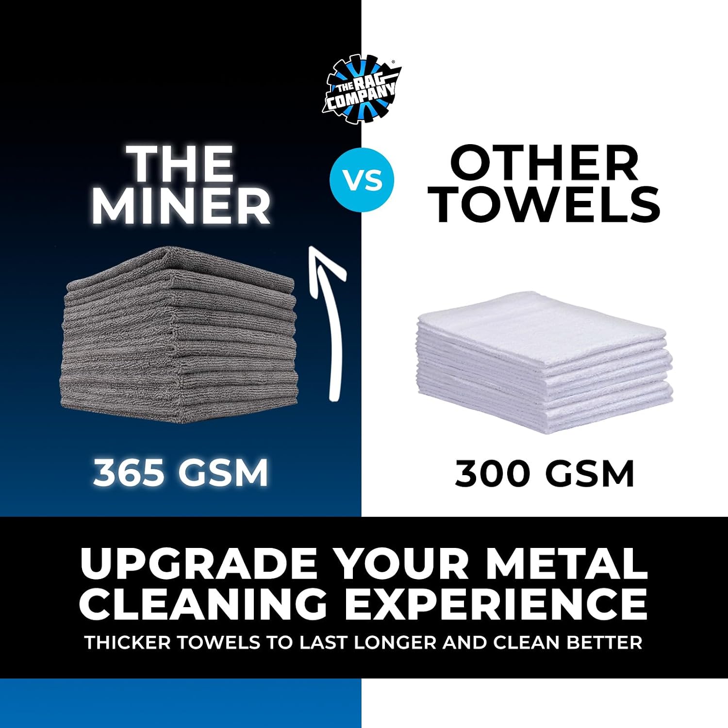 The Rag Company - Mini-Miner - Professional Metal Polishing Microfiber Towels for Cars, Safe on High-End Wheels and Soft Metals, 70/30 Blend, Dual-Pile, 365gsm, 10in x 10in, Grey (4-Pack)