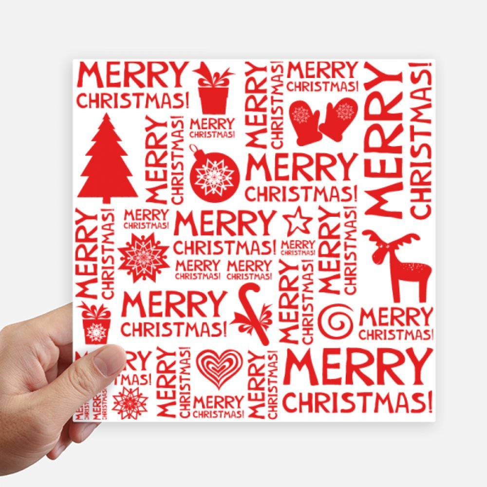 Autocollant Joyeux Noël Arbres Cerfs carré 20cm impression multicolore haute définition
