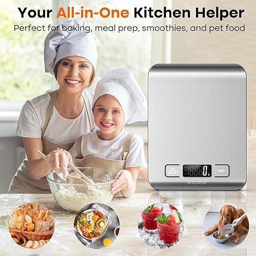 Miniatura 7 de arboleaf Báscula de cocina de alimentos, 22 libras de peso digital gramos y onzas para hornear y cocinar, báscula precisa de alimentos de 1 g/0.01