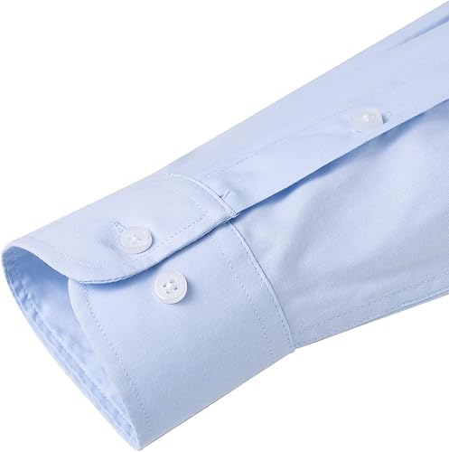 Miniatura 6 de Alimens & Gentle - Camisa Oxford unicolor para hombre, de mangas largas, con botones y bolsillo, de vestir, informal o para el trabajo