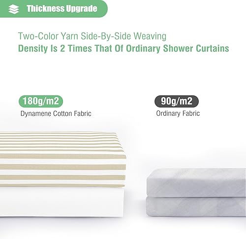 Miniatura 3 de Dynamene Cortinas de ducha extralargas, 84 pulgadas de largo, cortinas de ducha de tela a rayas bohemias con borlas para baño, juego de cortina de