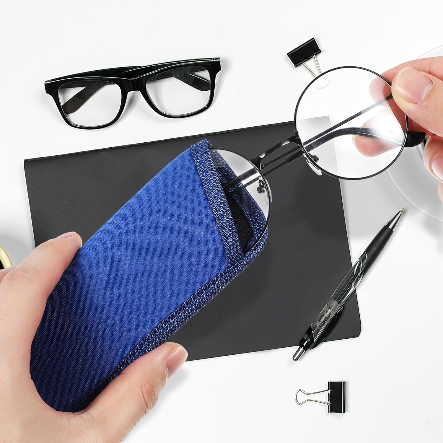 Holibanna 3Pcs Slim Soft Eyeglass Case Portable Eyewear Sleeve Protective Pouch for Glasses Storage Lightweight Holder for Women and Men