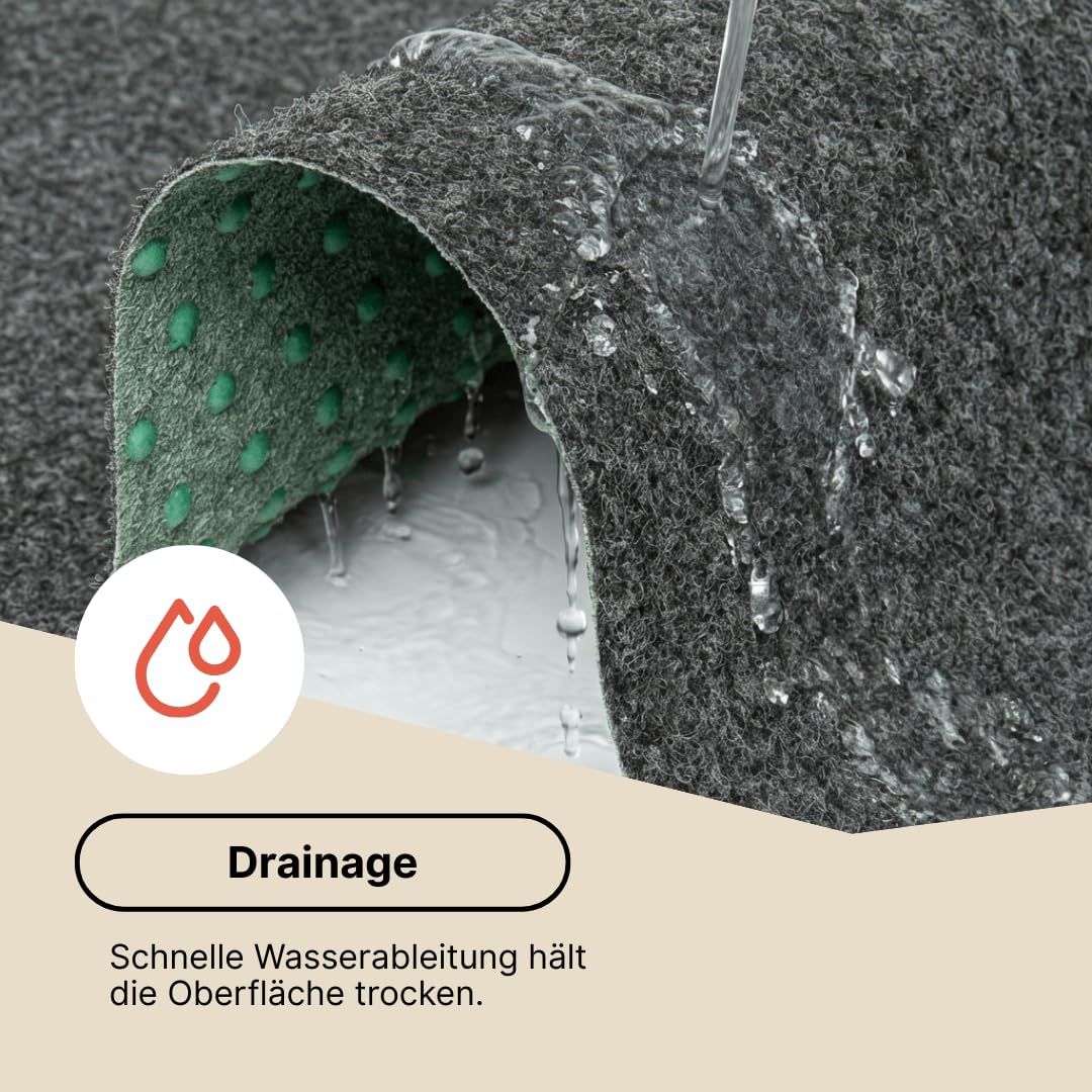 TAPISO Pemba Rasenteppich Kunstrasen Dunkelgrau Höhe:4 mm Kunstrasenteppich mit Noppen Wetterfest Schnelltrocknend Outdoor Balkon Terrasse Garten 300 x 300 cm