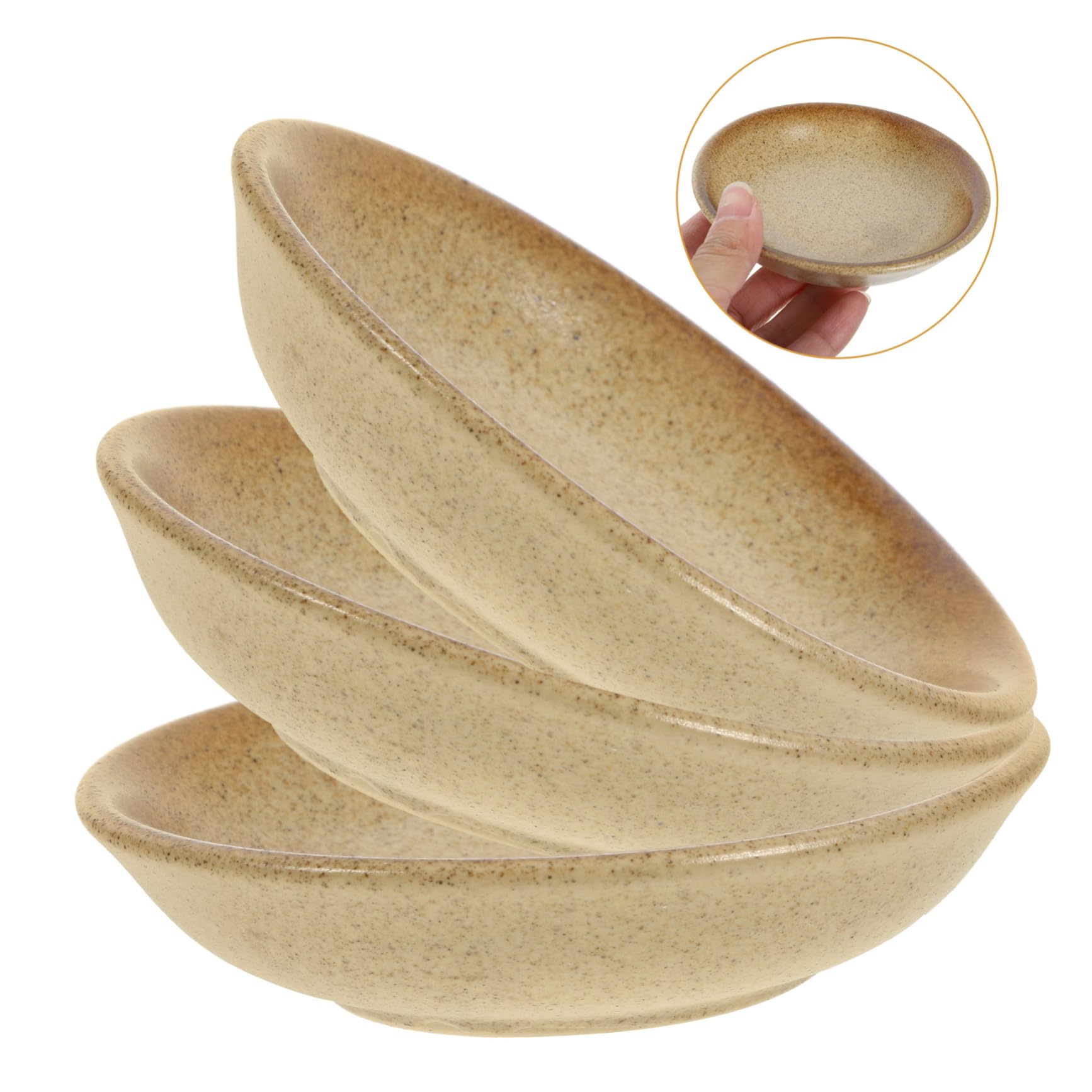 6 Keramik Dipschalen Beige, Stapelbare Kleine Saucenschalen für Sushi