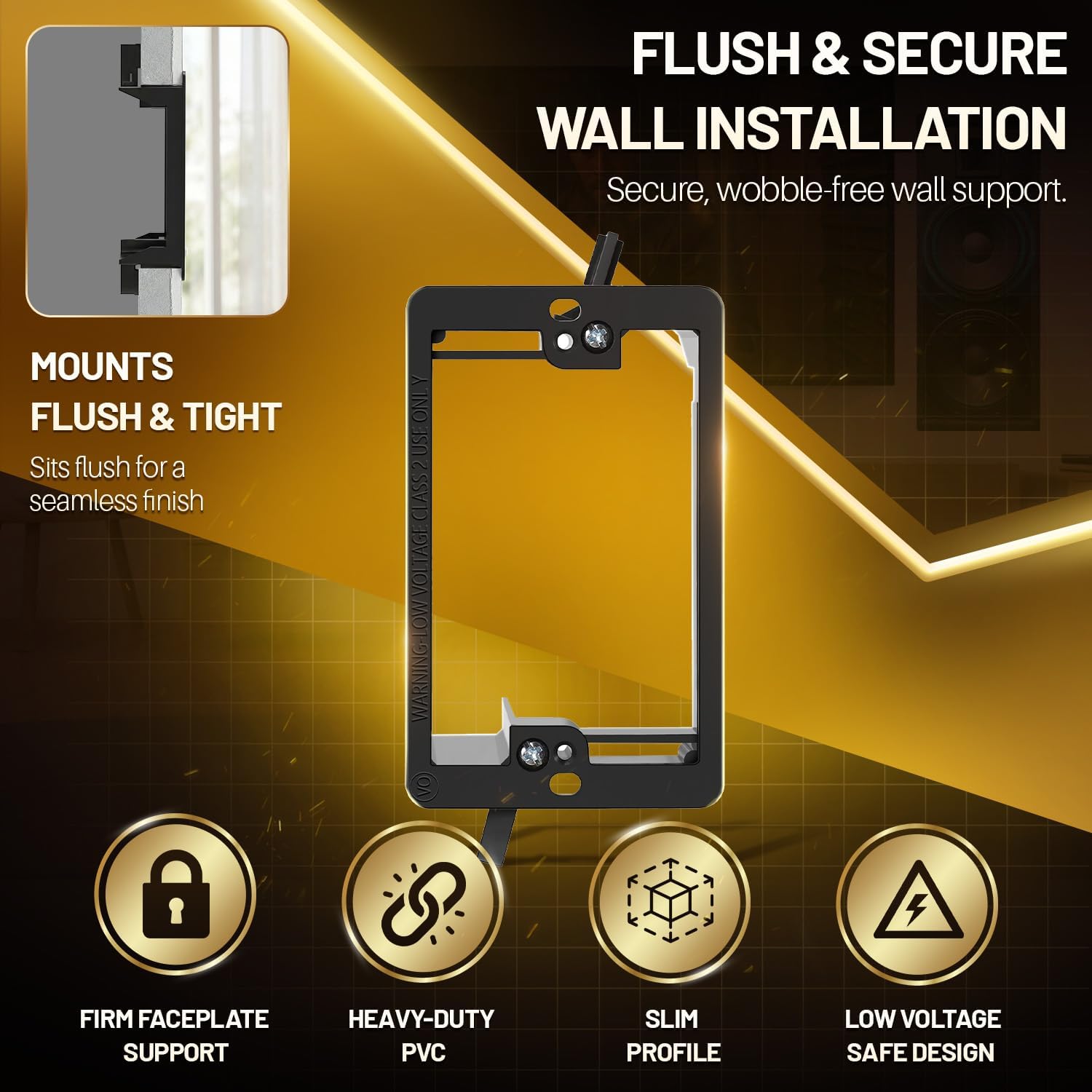 TNP Low Voltage Mounting Bracket - 10 Pack, 1 Gang Low Voltage Box for Single Wall Plate, Old Work Drywall Gang Box, Telephone Wires, Network Cables, HDMI Coax Speaker Cable Mounting Frame, Black