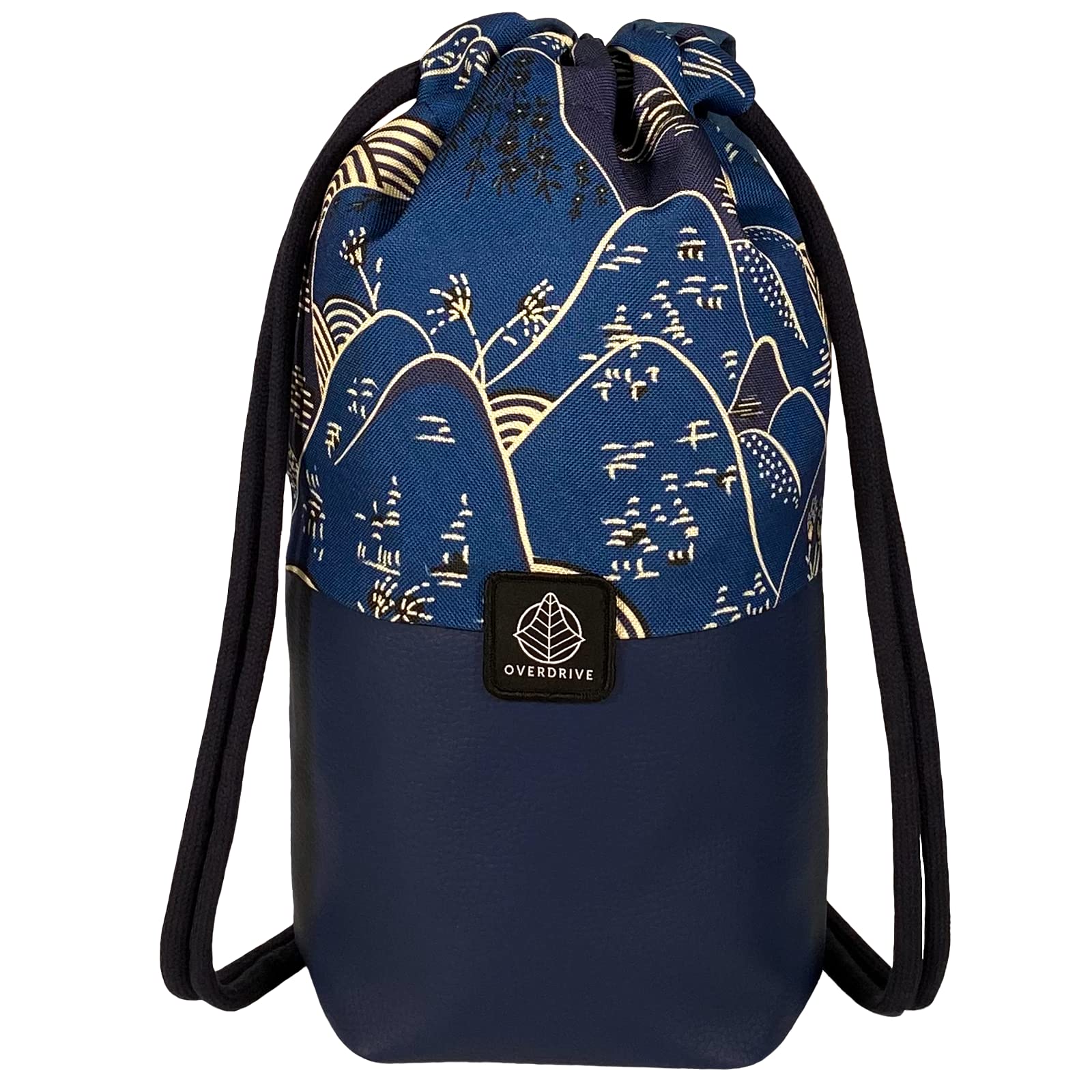OVERDRIVE - Sacca Zaino Sportiva Casual in Cotone ed Ecopelle - per Uomo e Donna con 2 Tasche Interne e Tessuto Idrorepellente Artigianale Made In Italy - Design Urban collezione"BANZAI" modello YAMA