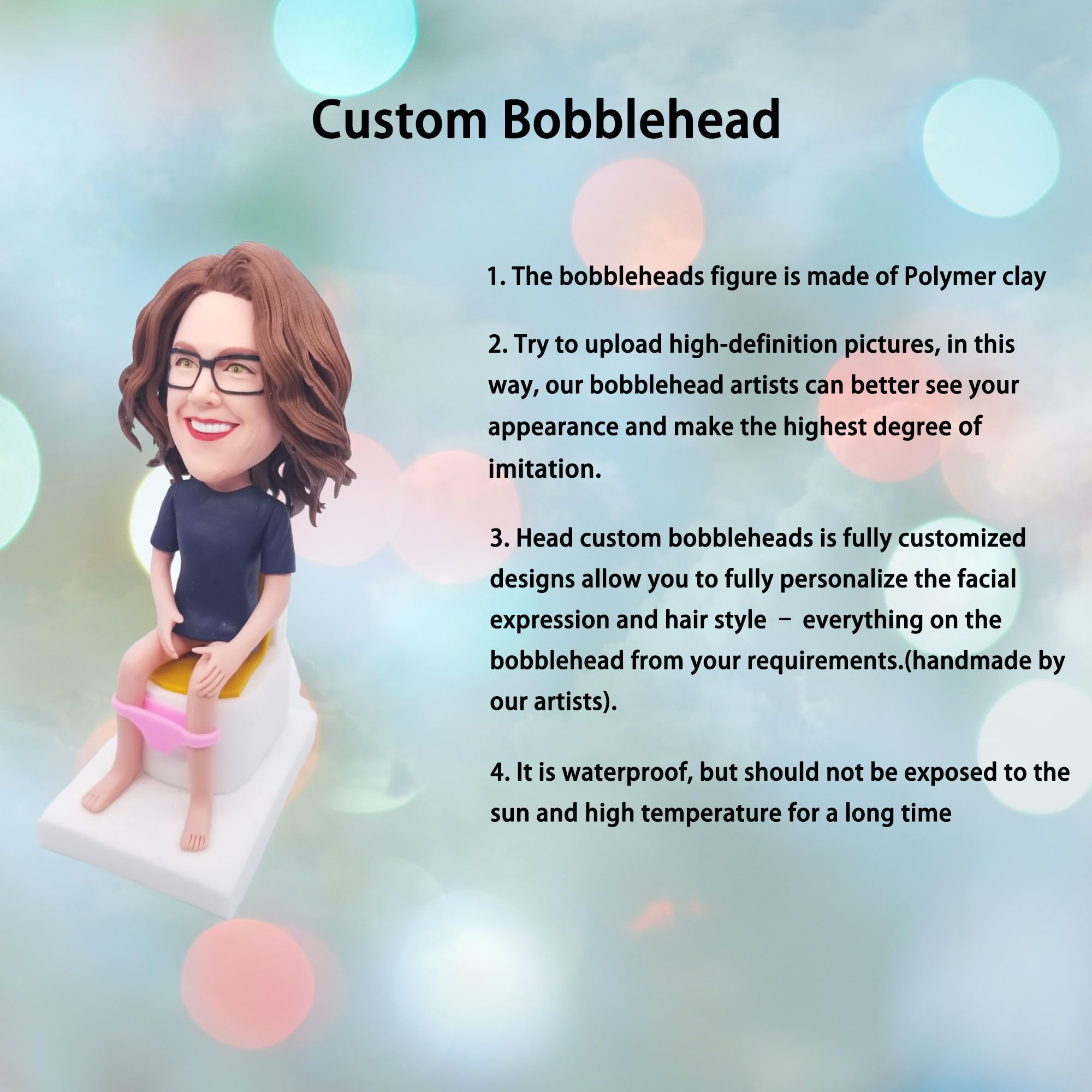 Bobblehead, statuetta Bobbleheads fatta a mano personalizzata personalizzata basata sulla tua foto per compleanno, festa della donna, festa della mamma, anniversari