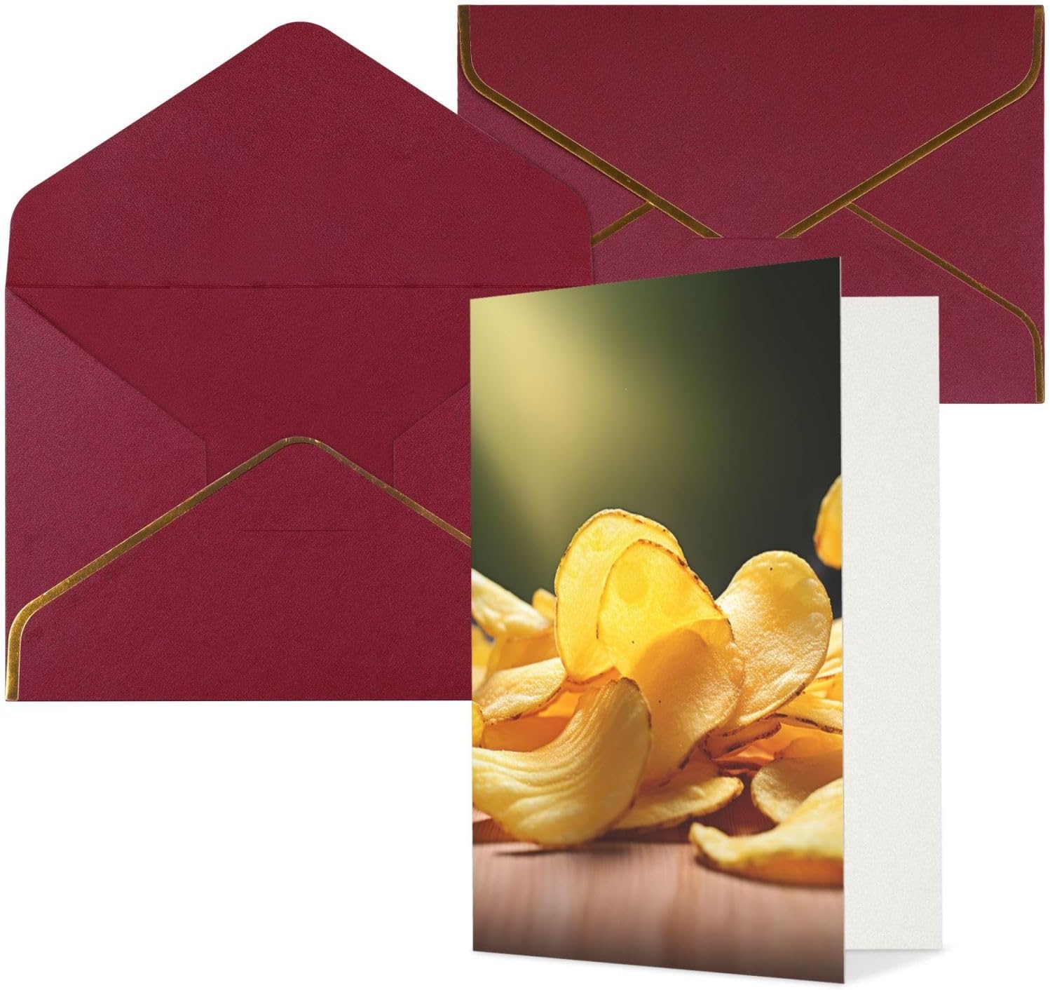 Potato Chips Greeting Card with Dark Red Envelopes, 4x6 Thinking of You Cards Happy Birthday Wedding Invitation Blank Note Card for All Occasions image 2