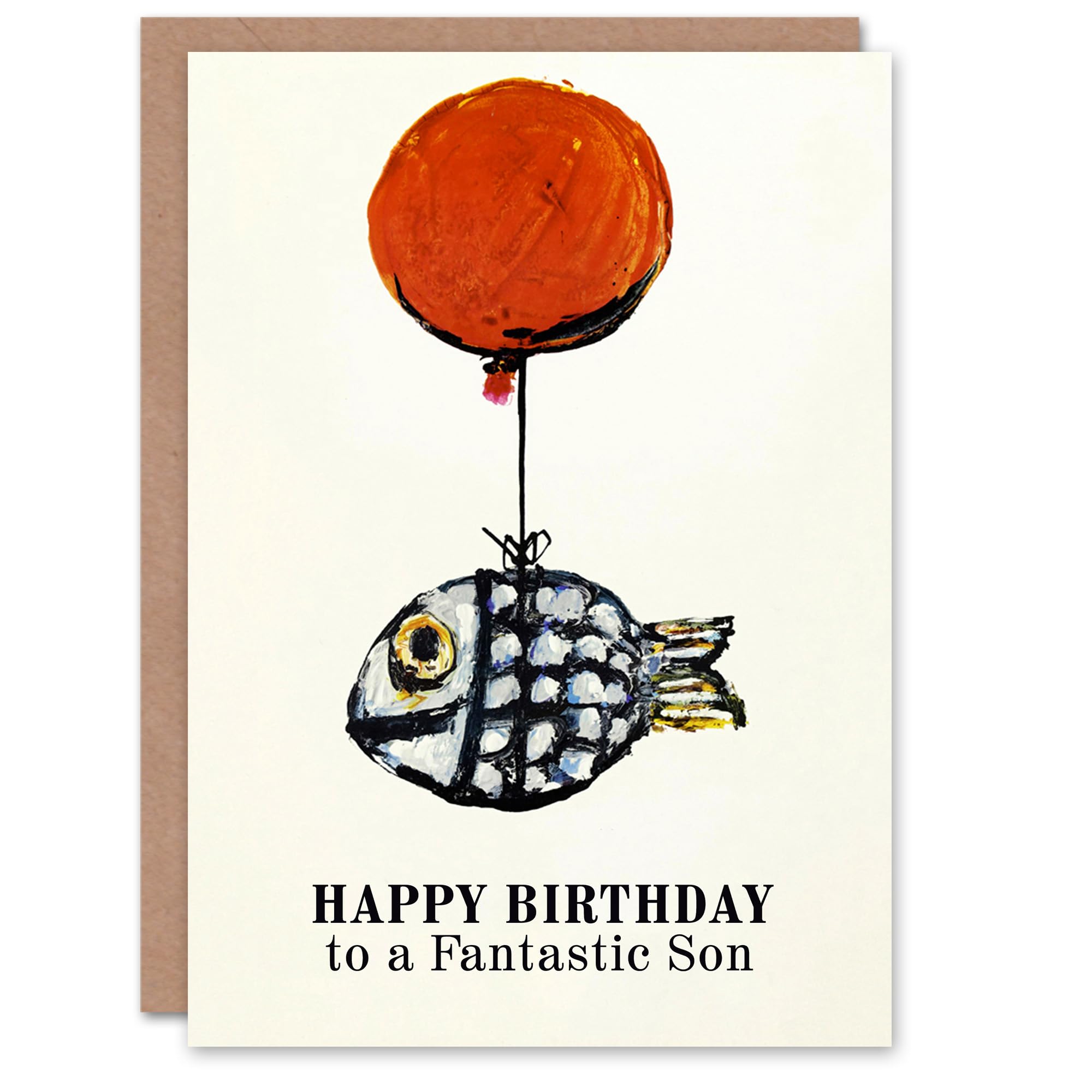 Artery8 Happy Birthday Card to a Fantastic Son Fun Balloon Fish Fishing Fisherman Angler