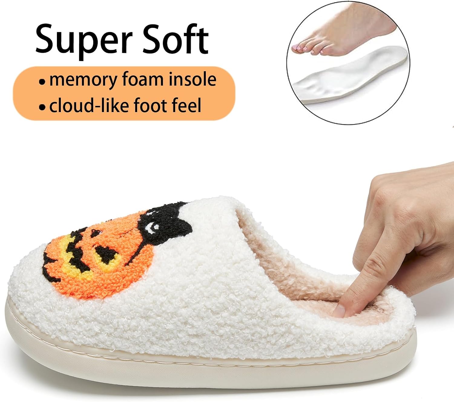 Cute Fuzzy House Slippers for Women Men Non-Slip Memory Foam Shoes