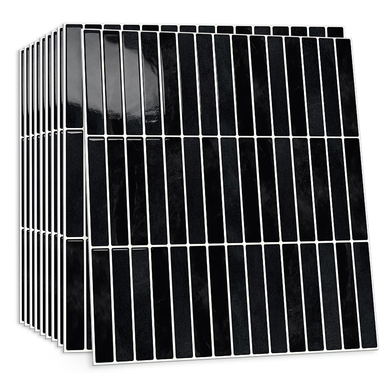 CHDITB 10 Sheets 2D Stick On Wall Tile Black Bathroom Tile Sticker Kitchen — image 1