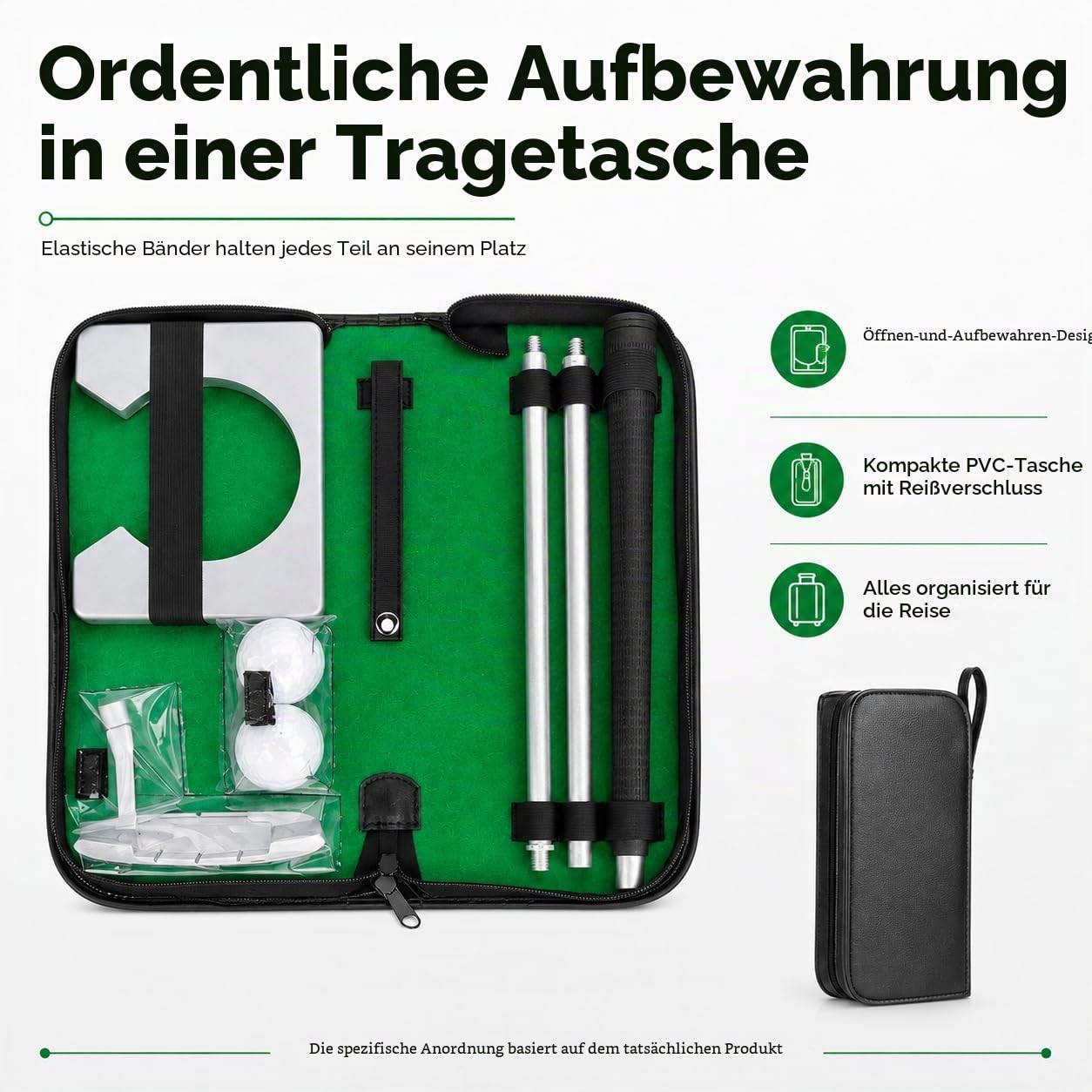 Putter Golf, Golfschläger, Golf Büro Set, mit Alu-Putter, Torständer aus Holz, Gummibällen und PVC-Tragetasche, für Indoor oder Outdoor Golftraining