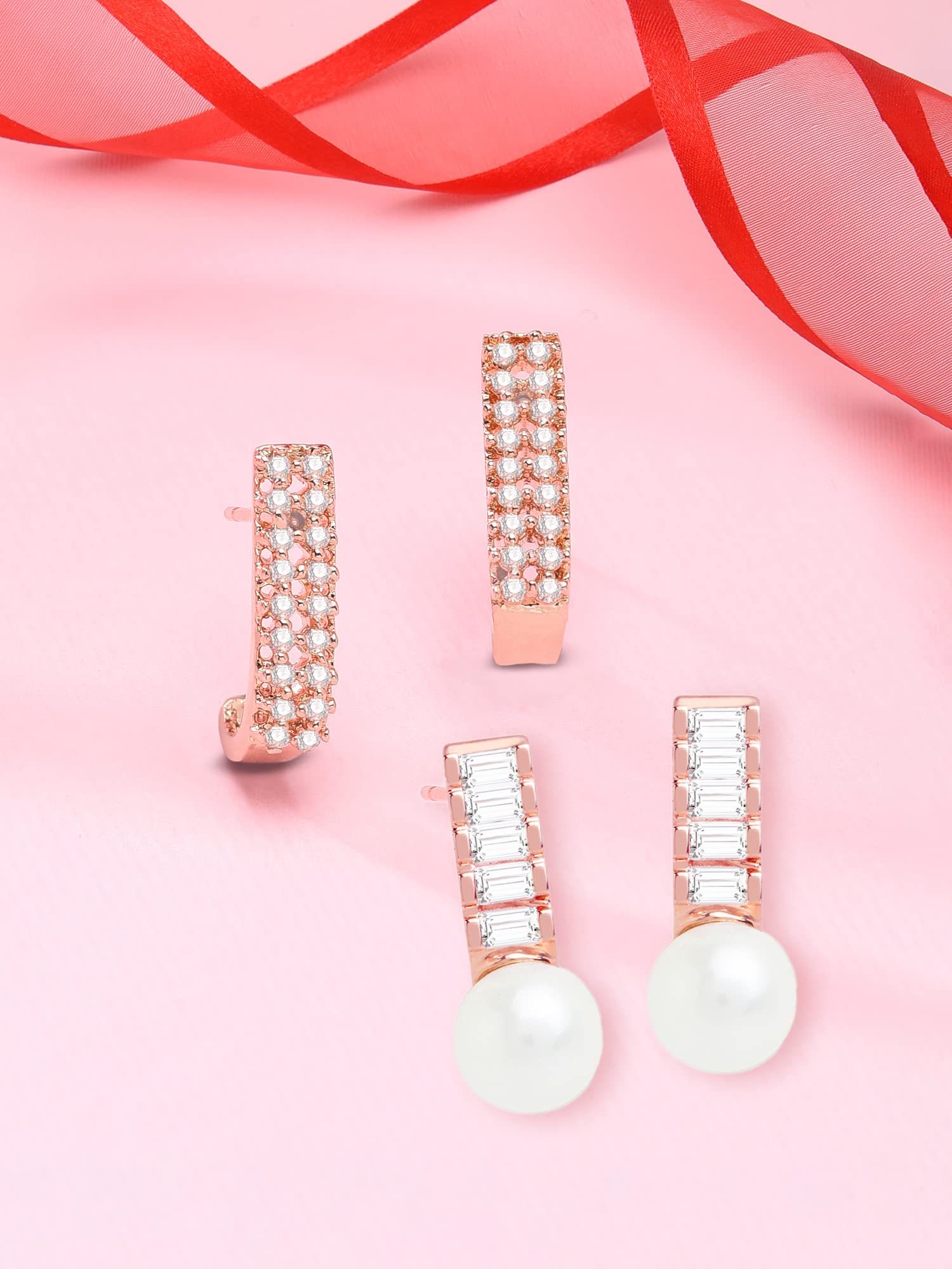 Contemporary Cubic Zirconia Studs Earrings Set - ZPFK13486
