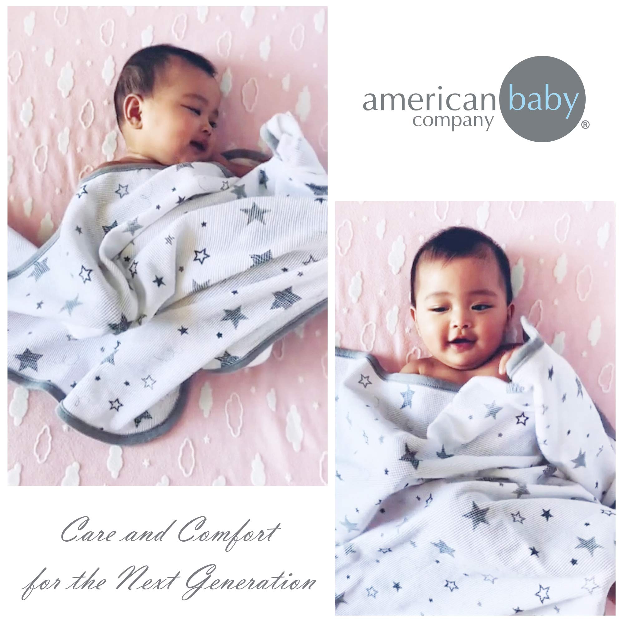American Baby Company 30 x 40 Pulgadas, Suave 100% Algodón Natural, Manta térmica/Waffle, Super Estrellas, Suave y Transpirable, para niños y niñas