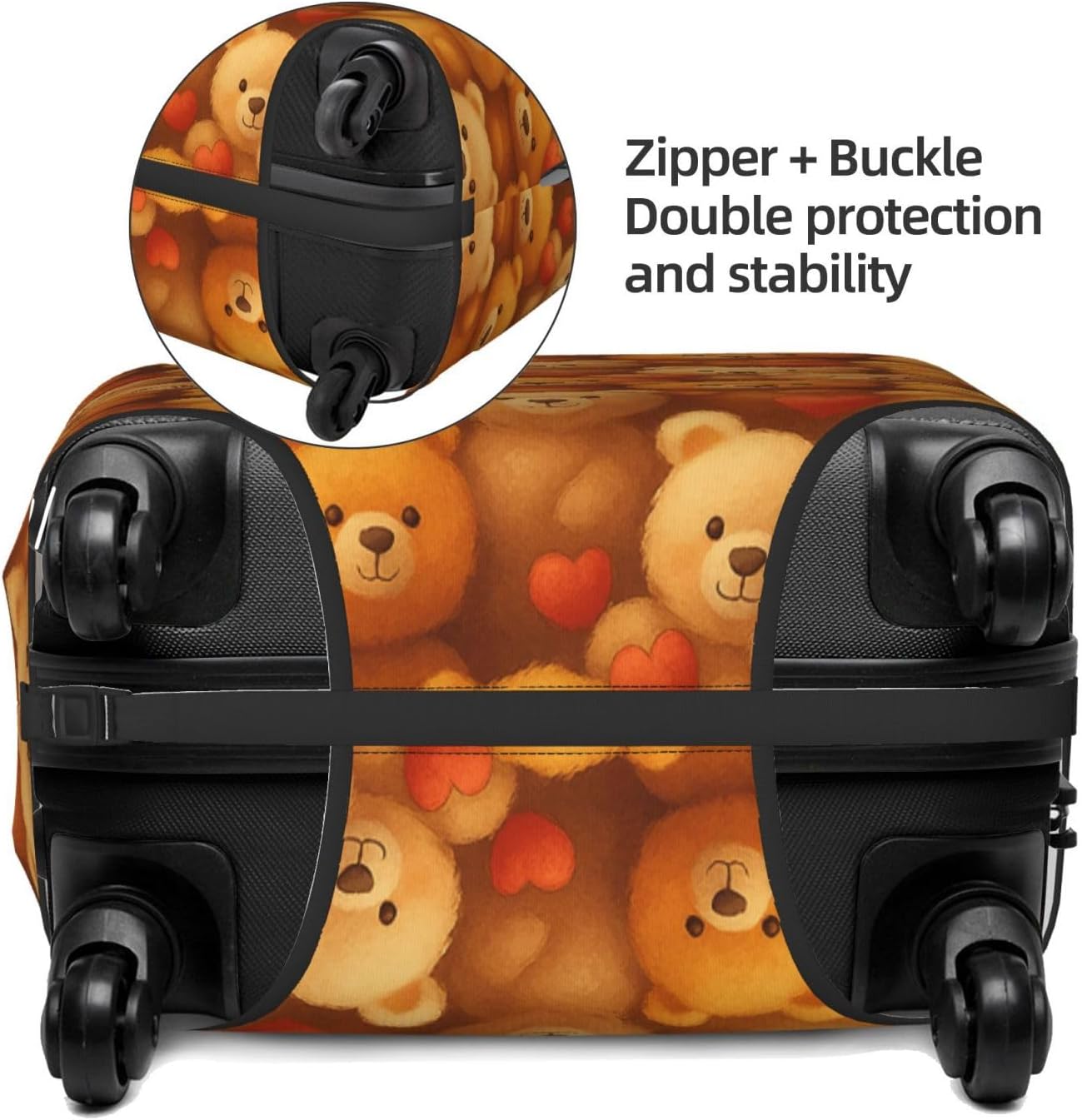 Lovely Bear and Heart Luggage Cover Suitcase Protector Elastic Washable Fit X-Large (29-32 Inch Suitcase)