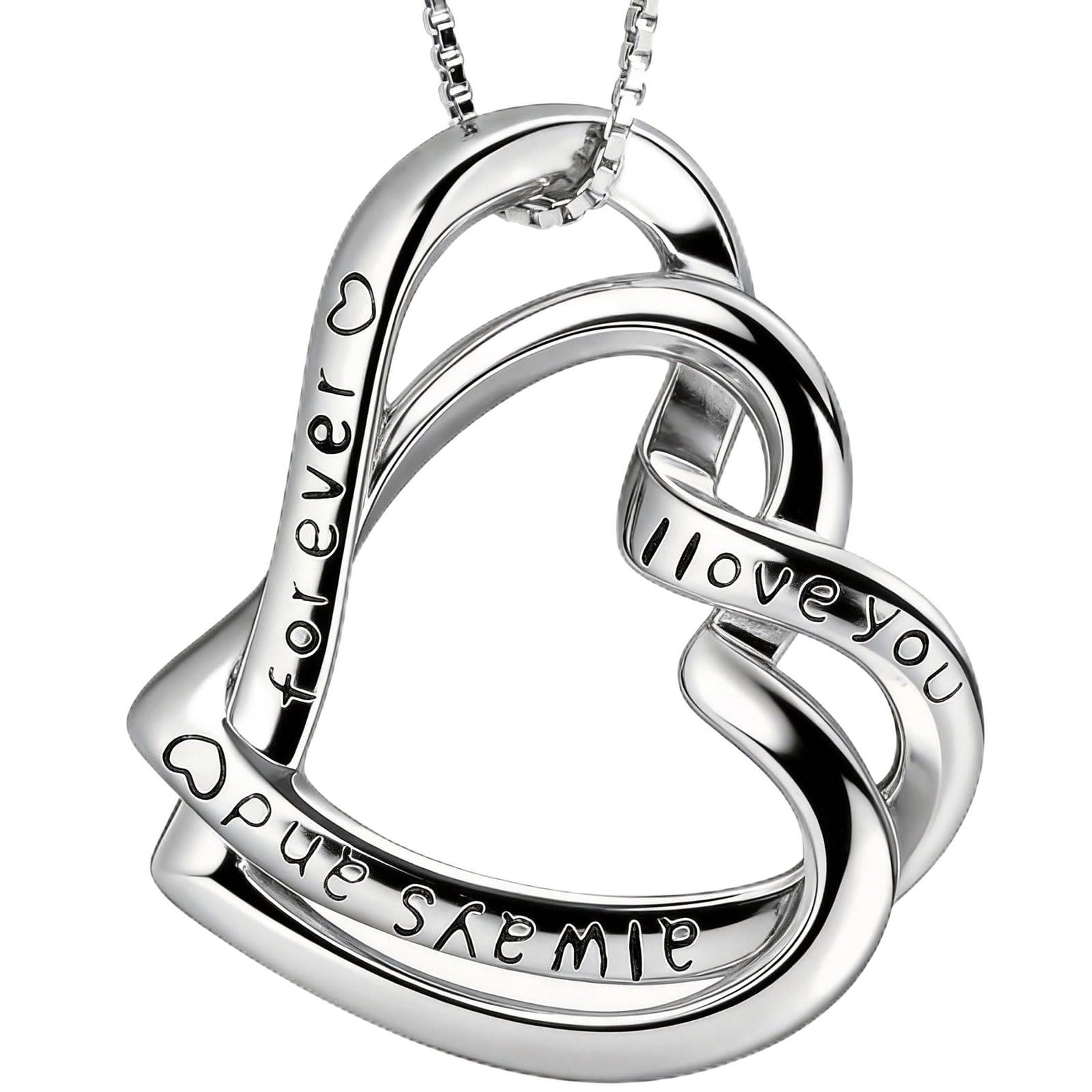 SWEETIME Halskette Damen 925 Sterling Silber Kette mit Herzanhänger Herz Halskette Damen, Schmuck Geschenke für Frauen am Valentinstag Geburtstag Muttertag.