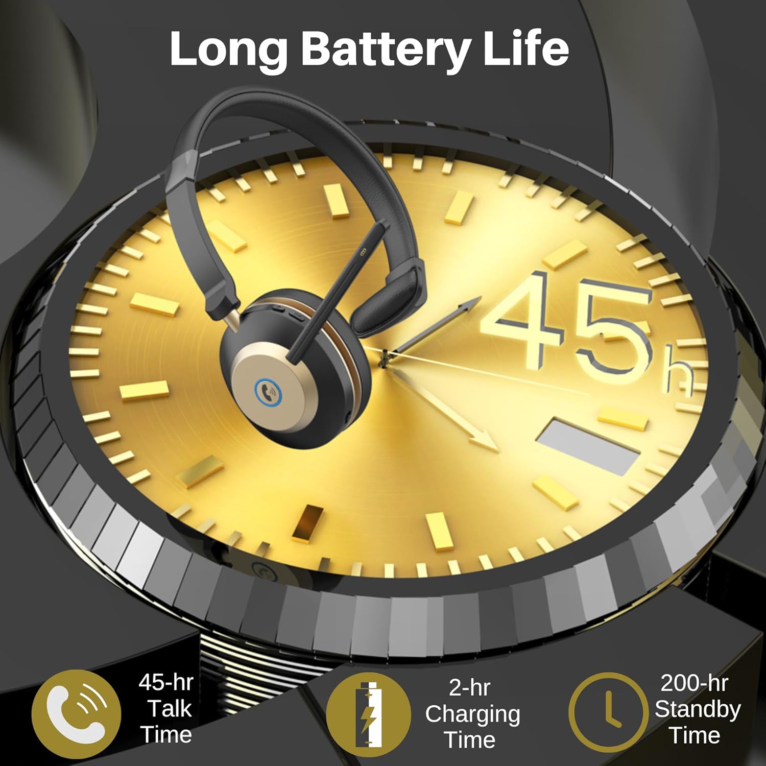 Wireless Headset with Mic, Noise Cancelling Headphones for Work/Trucker Bluetooth Headsets V5.3 / Best for Work from Home/Office/Computer/Phone/Zoom,Call Center. Auto Switch BTW 2 Device,Mute Button. - Image 13