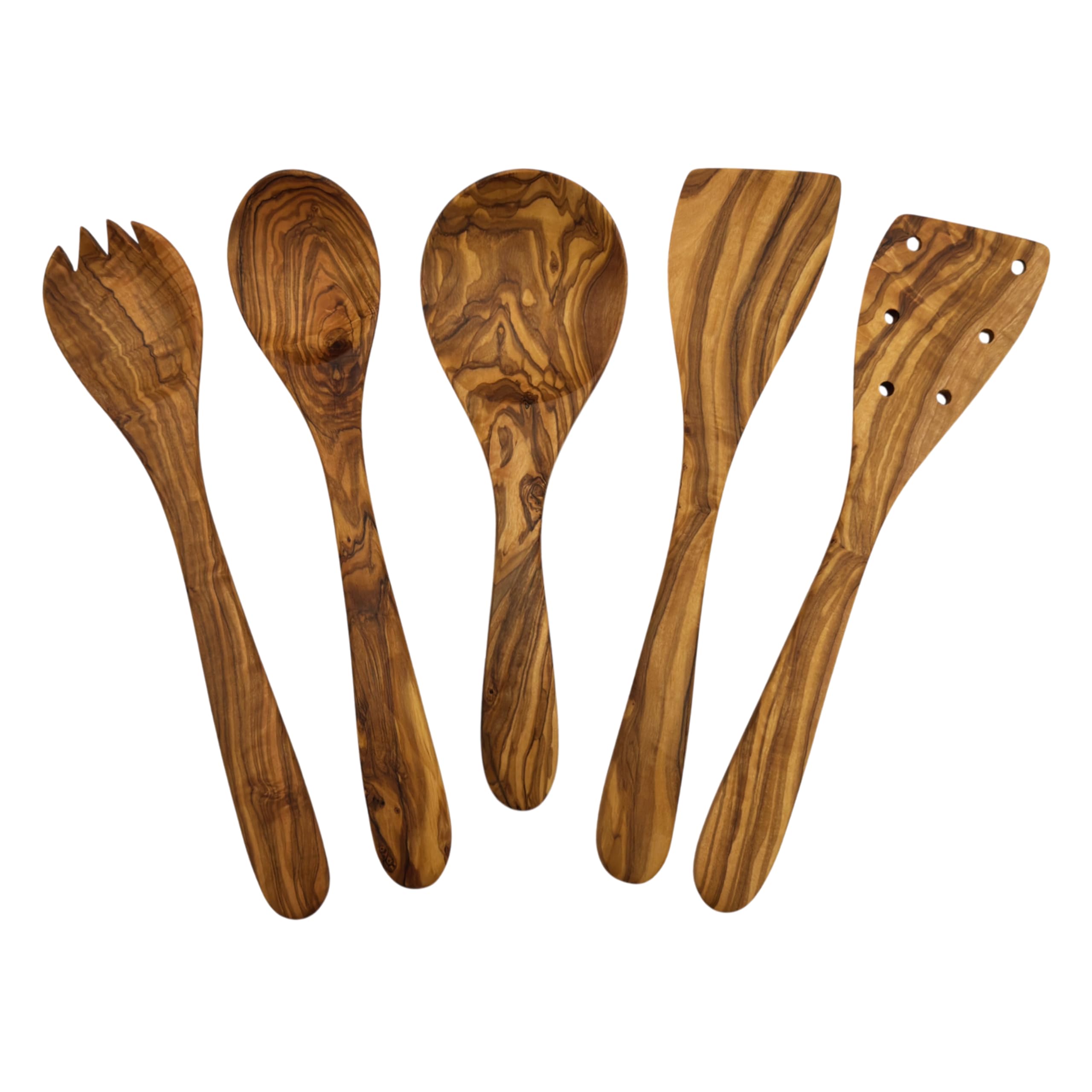 Kochbesteck Set „Solo Select“ Olivenholz 5-teilig – Flexible Küchenhelfer Holz – natürlich, robust, pfannenschonend & langlebig