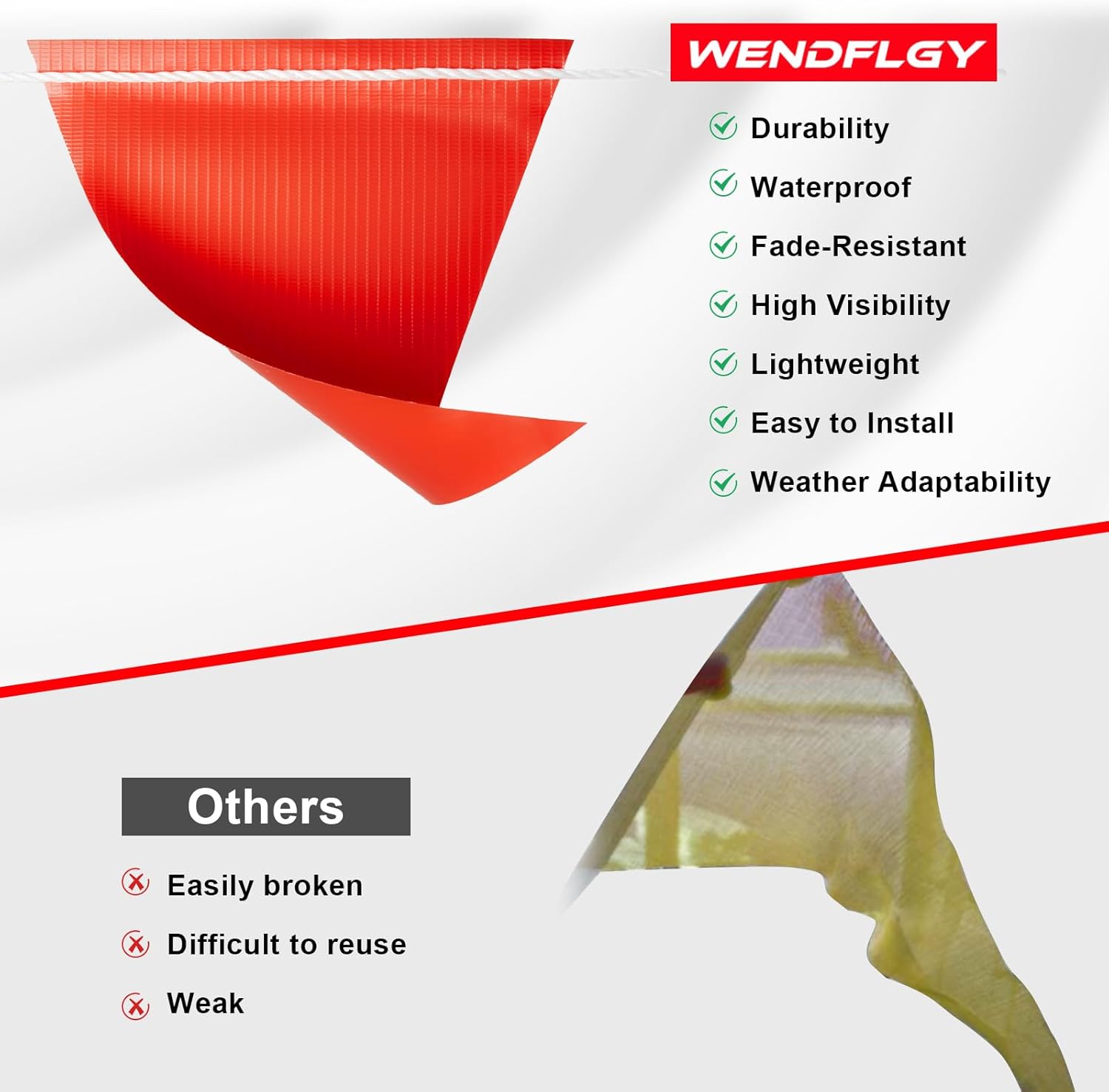 Safety Warning Pennant Banner Flags – 105FT OSHA High Visibility Colored Triangle Flags for Construction Zones, Roadwork, and Hazard Areas(BLUE+RED,45PCS) - Image 3