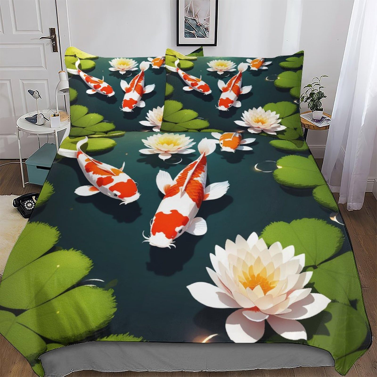 Parure de lit poisson king size en microfibre de qualité supérieure 240cm
