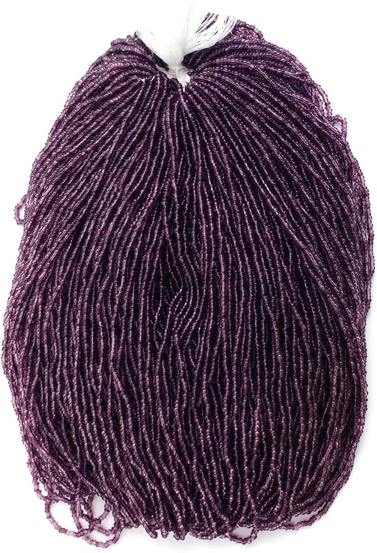 Czech Glass Seed Beads 11/0 (2.1mm Diameter) Transparent Light/Dark Amethyst Mix Strung DIY Jewelry Making Beadss - 500g Bulk Bag by Preciosa (Jablonex)