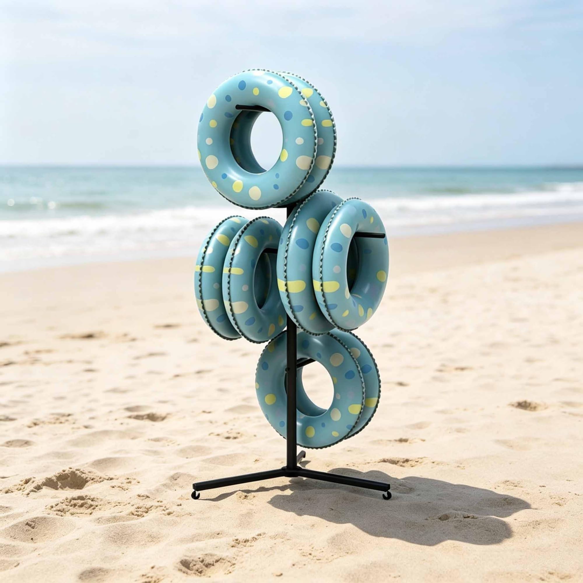 Porta salvagenti e galleggianti, organizer da bordo piscina alto 189 cm con 3 ruote e 4 traverse, supporto per asciugare l'attrezzatura da nuoto per l'area della piscina esterna