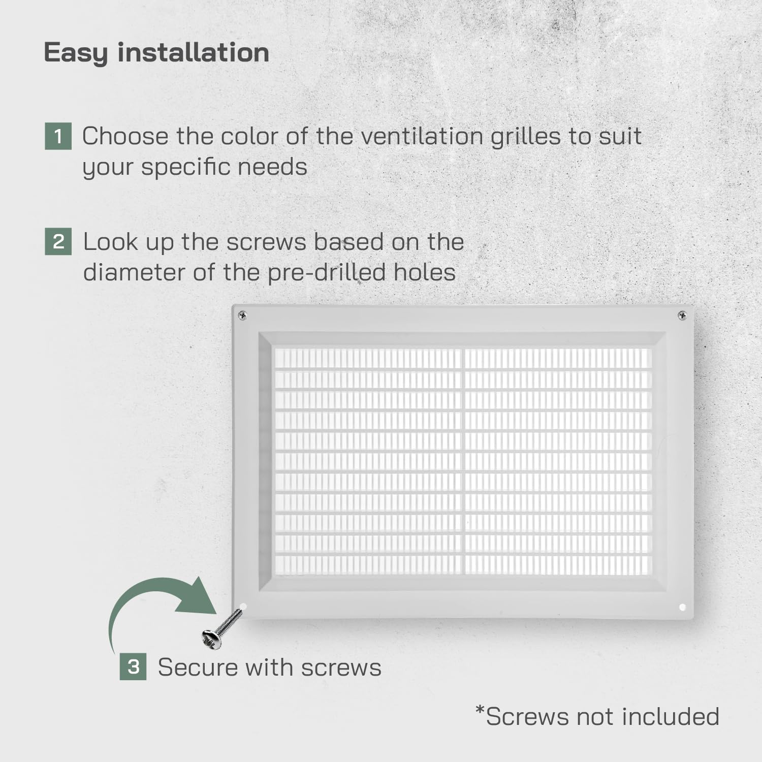 Vent Systems 250 x 170 mm / 10" x 7" Inch Rectangular Plastic Air Vent Cover, Louvered Wall Grille with Insect Mesh - Image 4