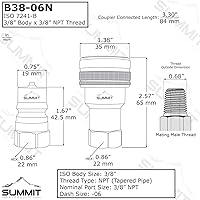 Vista 2 de Summit Hydraulics Juego de acoplamiento/acoplador hidráulico de desconexión rápida NPT ISO 7241-B de 3/8